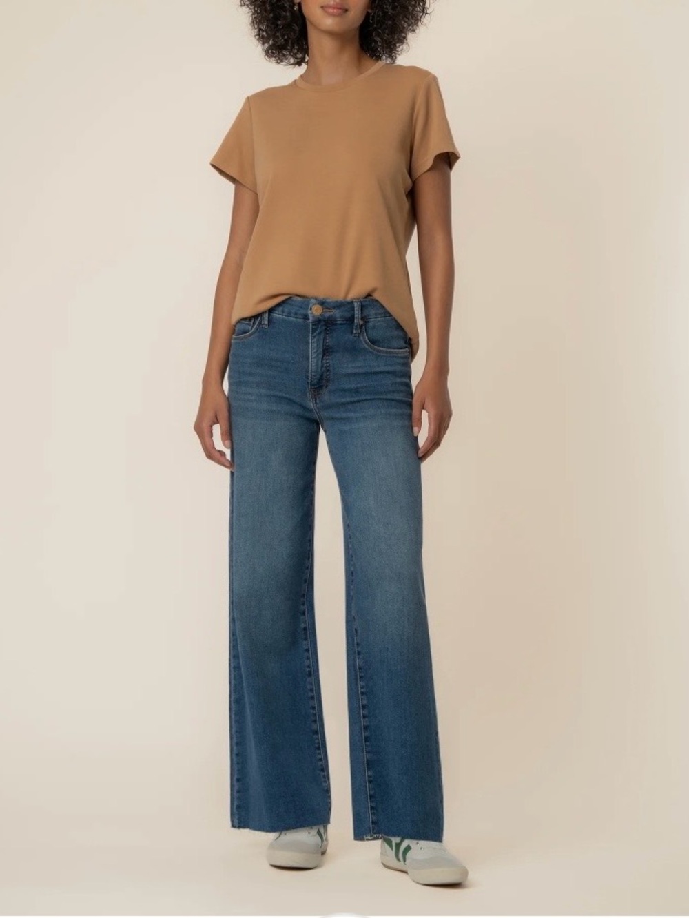 KUT from the Kloth Cotton Meg Fab Ab Wide Leg High Rise Jeans 4 Blue Raw Hem